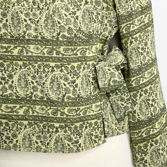 LIZ CLAIBORNE COLLECTION Paisley Floral Striped Long Sleeve Wrap Blouse Top - Picture 4 of 6